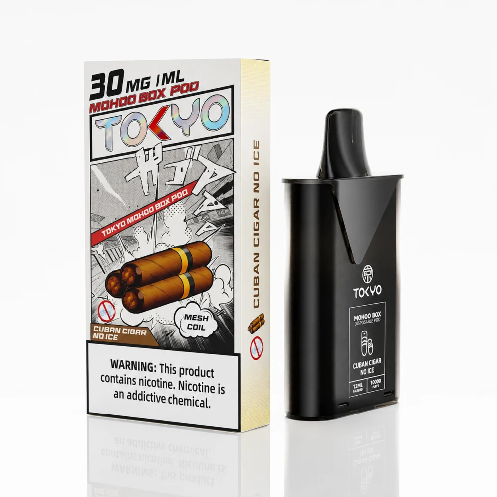 替換式煙彈｜TOKYO MOHOO BOX 東京魔盒｜10000口 12mL 1.0Ω鋼網棉芯 古巴雪茄（無涼）