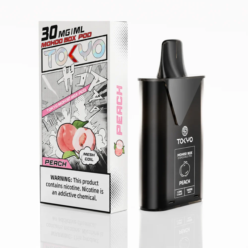 替換式煙彈｜TOKYO MOHOO BOX 東京魔盒｜10000口 12mL 1.0Ω鋼網棉芯 水蜜桃