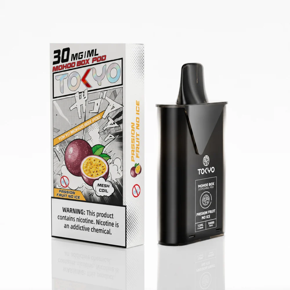替換式煙彈｜TOKYO MOHOO BOX 東京魔盒｜10000口 12mL 1.0Ω鋼網棉芯 百香果（無涼）