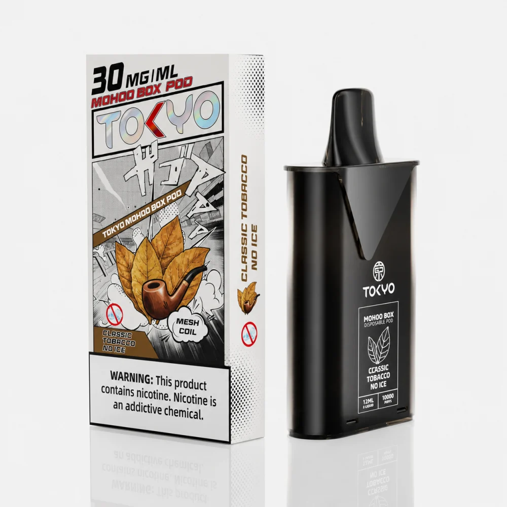 替換式煙彈｜TOKYO MOHOO BOX 東京魔盒｜10000口 12mL 1.0Ω鋼網棉芯 經典菸草（無涼）