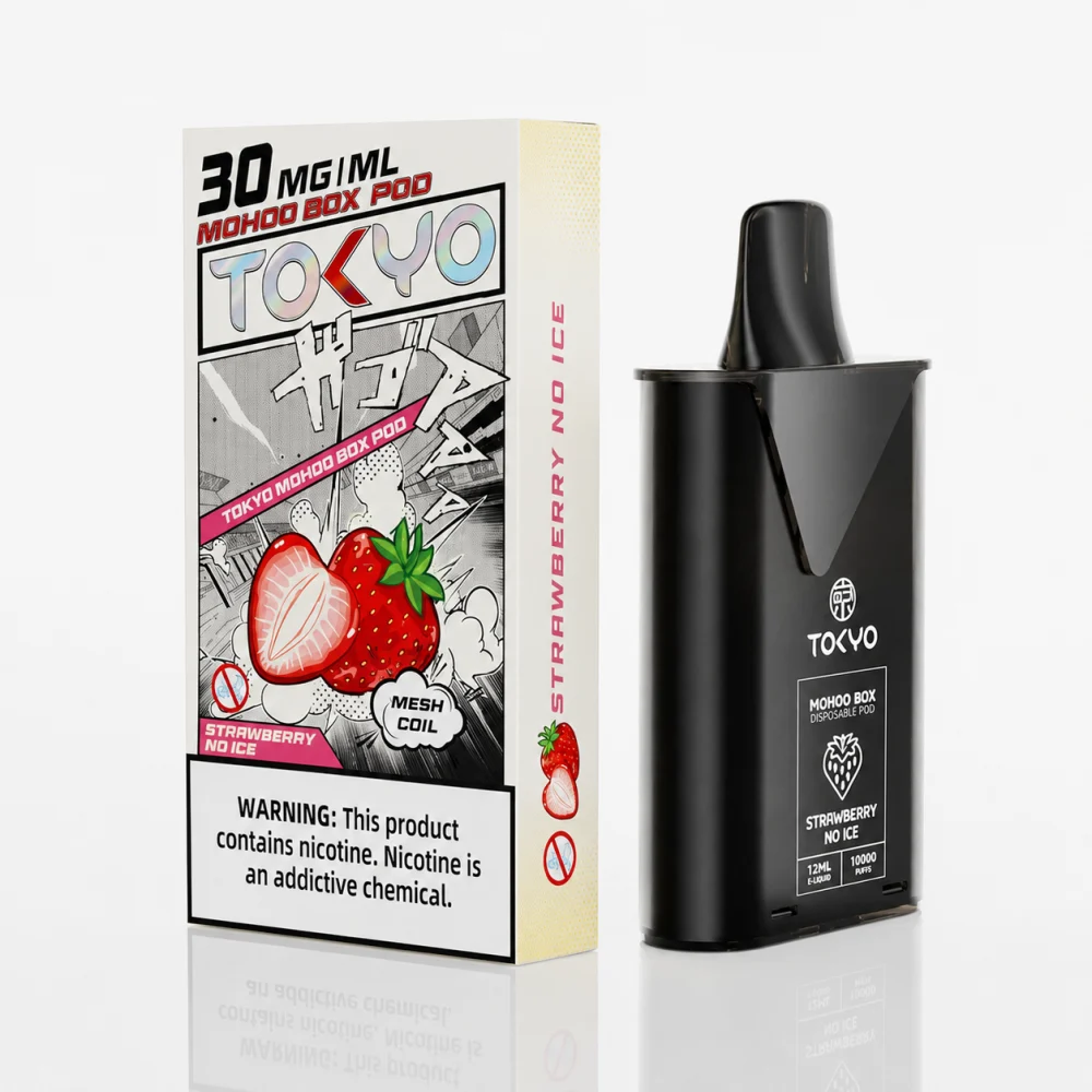 替換式煙彈｜TOKYO MOHOO BOX 東京魔盒｜10000口 12mL 1.0Ω鋼網棉芯 草莓（無涼）