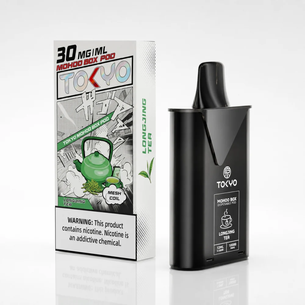 替換式煙彈｜TOKYO MOHOO BOX 東京魔盒｜10000口 12mL 1.0Ω鋼網棉芯 龍井綠茶